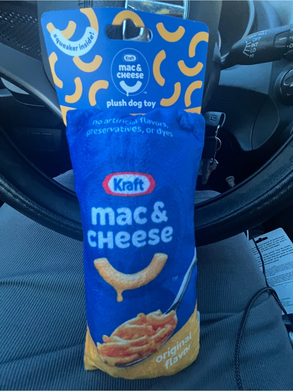 Kraft Mac & Cheese Plush Dog Toy Squeaker Original Flavor NWT